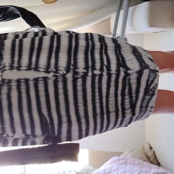 Raquel Allegra , long sleeves  tie dye, jersey dress in rainbow blk and white. - Picture 8 of 14